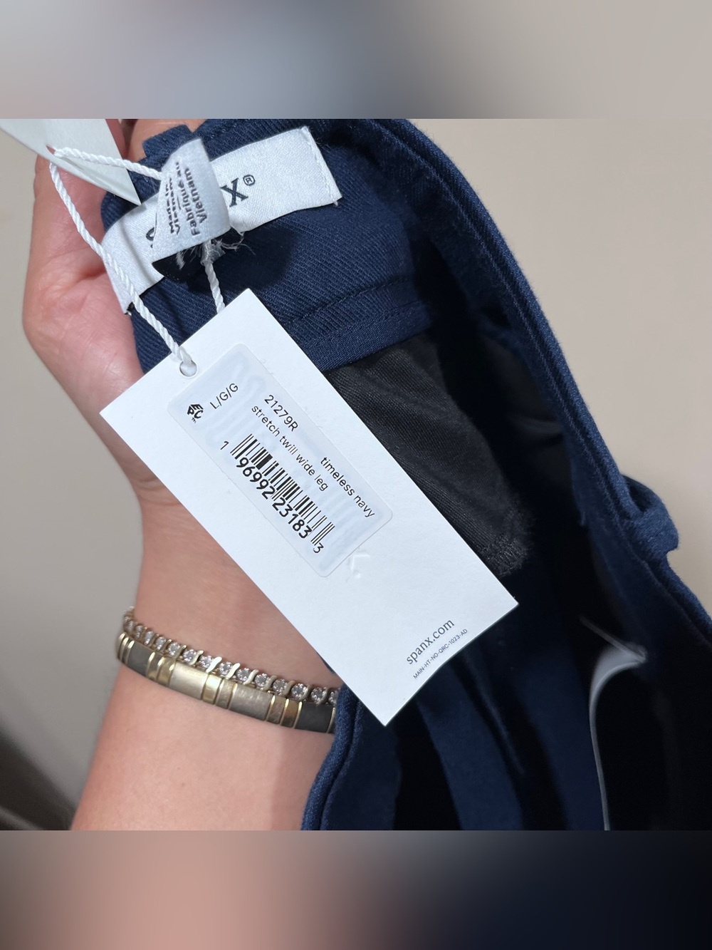 NWT Spanx SPANXsupersmooth® Stretch Twill Wide Leg Pant size L navy - Picture 9 of 11
